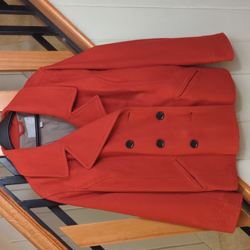Red pea coat